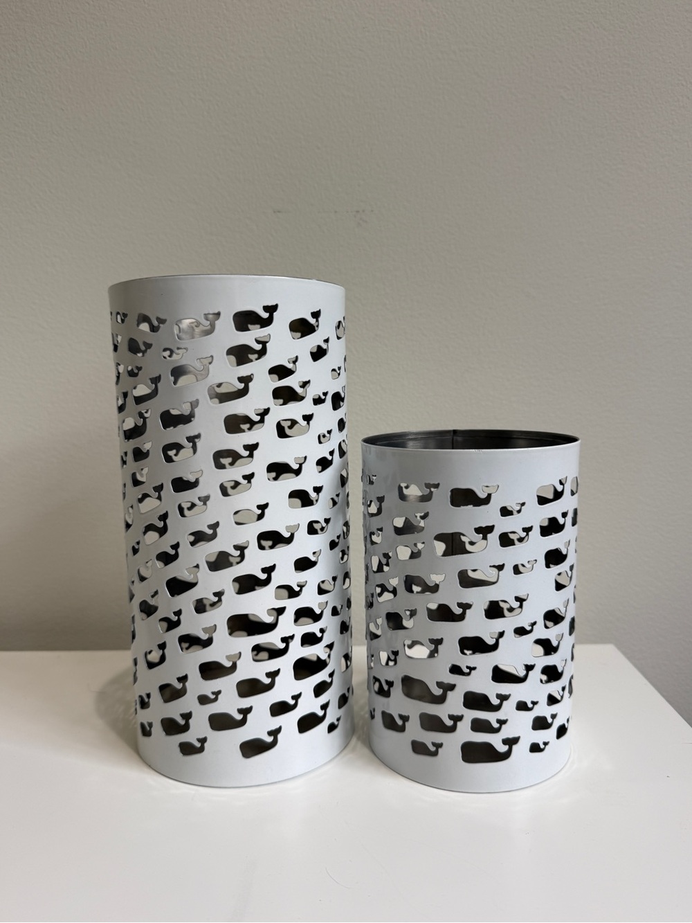 Vineyard Vines White Whale Cutout Metal Vases - Set of 2